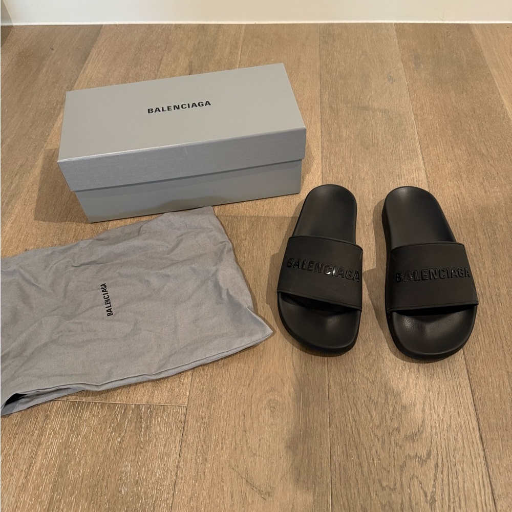 Balenciaga  Black Slide Sandals
